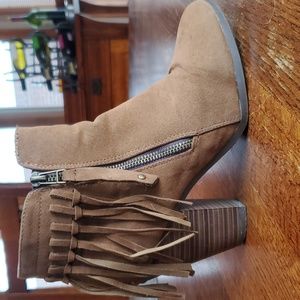 Brown Fringe Booties